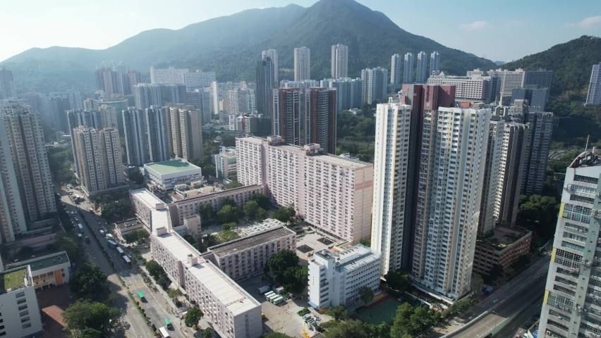 Chai Wan, Siu Sai Wan, Heng Fa Chuen, a seaside residential area with housing construction and well development zone, including various public and private buildings, Hong Kong East, Aerial