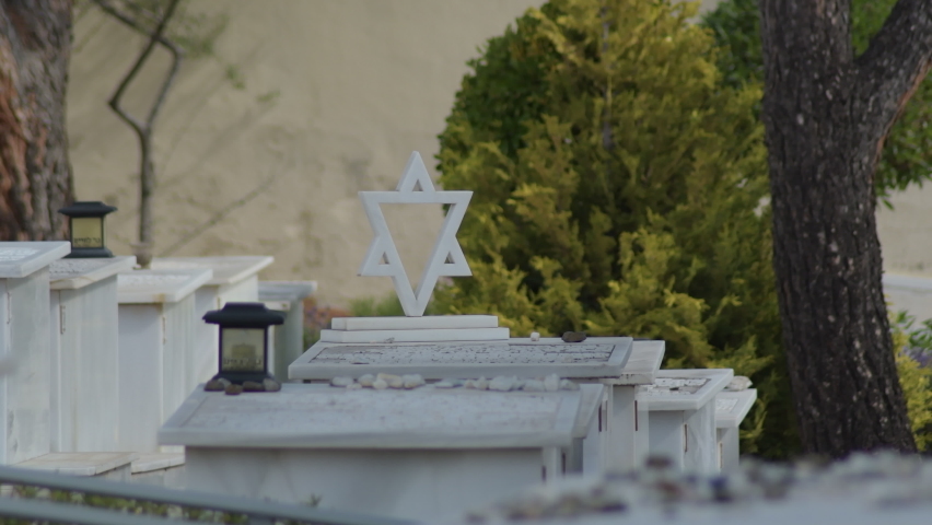 David star figure in a grave in a old jewish cemetery