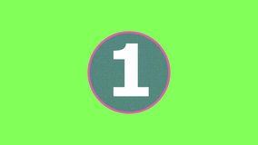 Modern countdown time motion graphic 1 to 5, with pointillize circle and green screen background. Suitable for video promotion