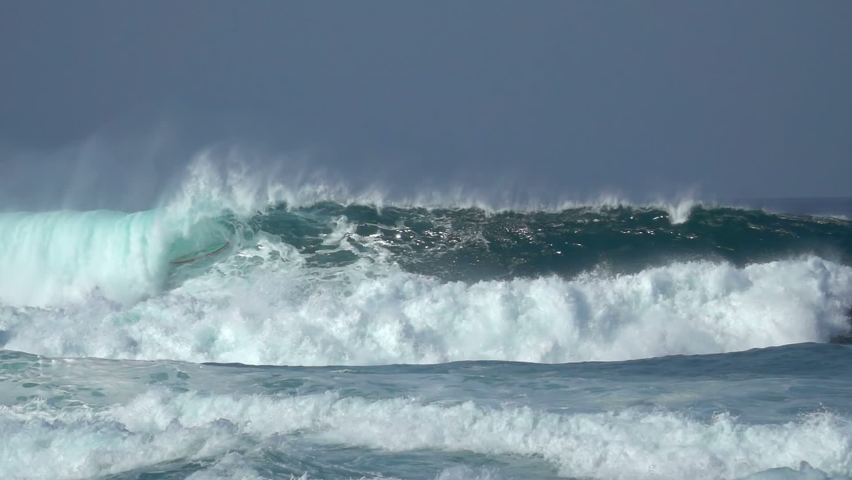 Ocean Waves. Power of waves breaking splashing sea-spray water foam  Royalty-Free Stock Footage #1086982781