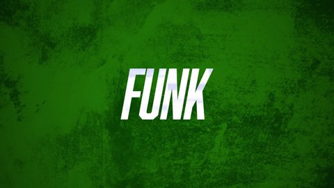 Animation of funk text in white, flashing textured green background. social networking and global communication technology concept digitally generated video.