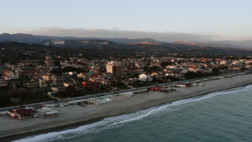 Aerial view of the Ionian coast of Calabria. Ardore Marina 