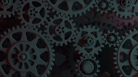 Black Gears Smooth Rotation.Looped 3d Animation. Abstract Workflow. The concept of business and teamwork technologies. Cold foggy background - Powered by Shutterstock - Get 15% off with code: PIKWIZARD15