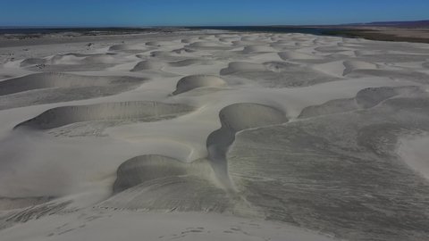 white sand dunes aerial view panorama landscape in baja california mexico