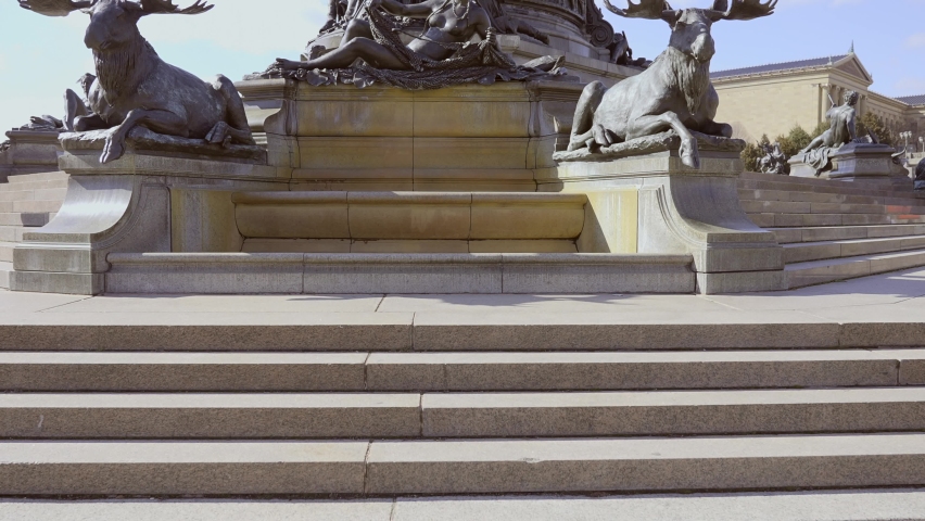 PHILADELPHIA, PA, USA, 02-05-2022 George Washington statue next to the art museum in Philadelphia PA