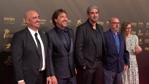 Javier Bardem with Film Director Fernando León de Aranoa on the red carpet of the 36th Goya Awards. Valencia, Spain, February 12, 2022.