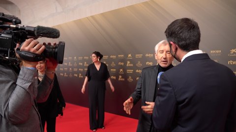 The actor José Sacristan is interviewed on the red carpet of the 36th Goya Awards. Valencia, Spain, February 12, 2022.