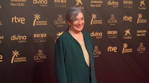 the actress Petra Martinez on the red carpet of the 36th Goya Awards. Valencia, Spain, February 12, 2022.
