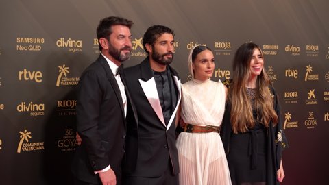 group of actors from a goya on the red carpet of the 36th Goya Awards. Valencia, Spain, February 12, 2022.