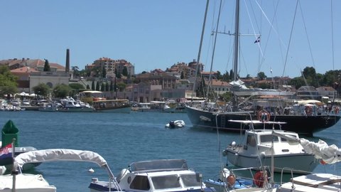 Rovinj, Croatia. - July 9, 2021. View of the yachts from Big mole.
