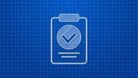 White line Medical prescription icon isolated on blue background. Rx form. Recipe medical. Pharmacy or medicine symbol. 4K Video motion graphic animation.