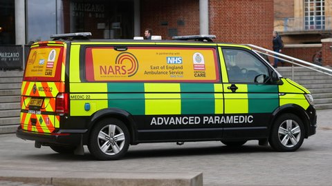 Norwich, Norfolk, United Kingdom. February, 2022. NARS - Norfolk Accident Rescue Service Critical Care Unit Volkswagen Response Vehicle parked in Norwich.