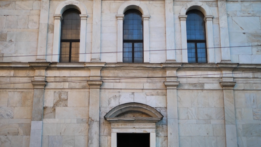 Facade San Maurizio church in Milan, Lombardy, Italy