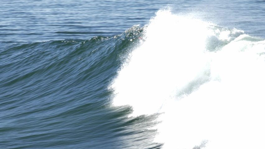Anonymous Surfer Falling off Surfboard on Huge Wave on Atlantic Ocean in Morocco