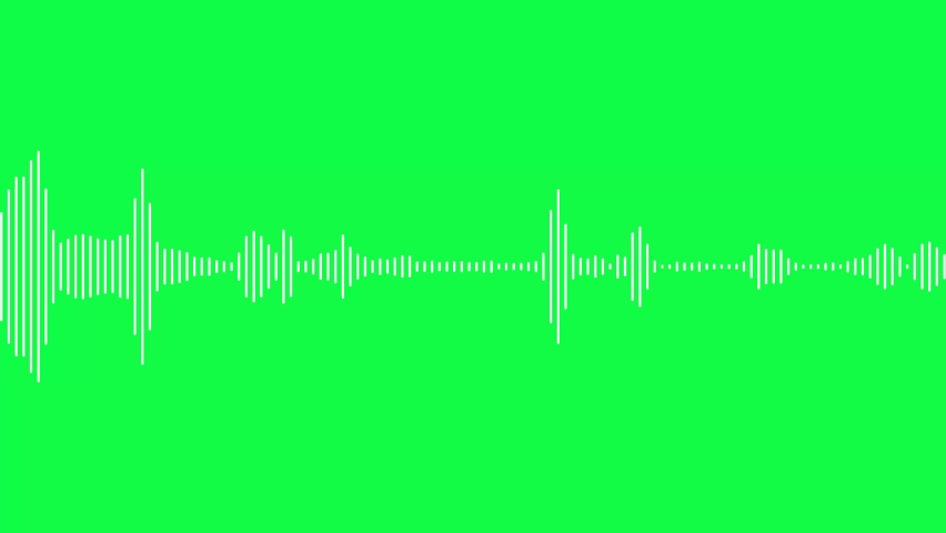 White audio waveform looping animation on chroma key green screen background. Music, audio technology concept. Royalty-Free Stock Footage #1087016885