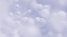 Abstract light grey background with bubbles in random motion. High Definition Full HD Video in 30 FPS. White loop footage with spheres and copy space. You can easily change color with layer overlay.