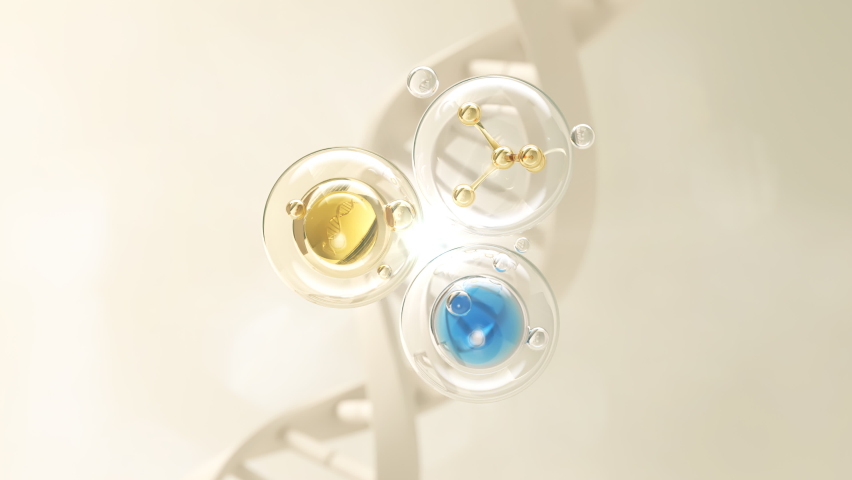 Collagen Serum bubble on Dna Background, cosmetic oil liquid. | Shutterstock HD Video #1087026797