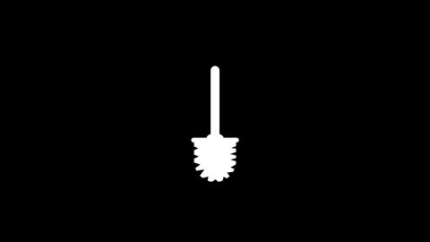 Glitch toilet brush icon on black background. clean toilet, bathroom care. Creative 4k footage for your video project.