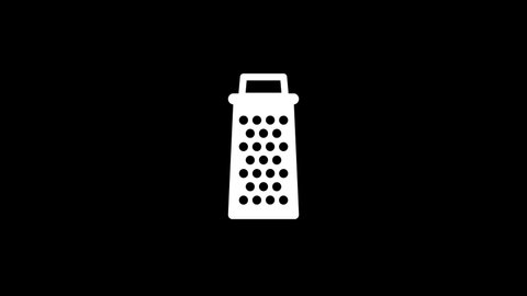 Glitch grater icon on black background. grater for chopping vegetables. Creative 4k footage for your video project.