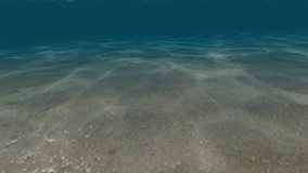 Ocean beach floor underwater sun rays seamless loop animation video footage. Full HD 60 fps, Background material for editing.