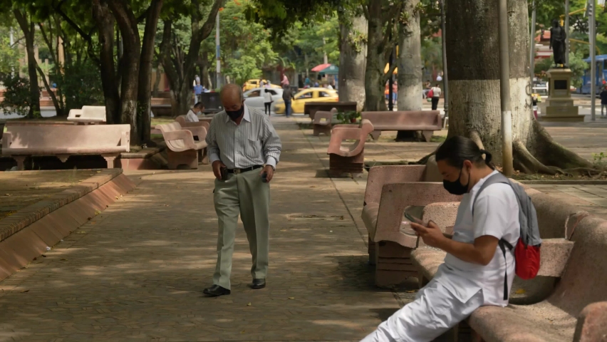Colombia Cali man walking on the street