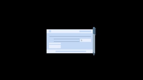 Bank Cheque icon animation with black png background. Banking icon animation.  More elements in our portfolio.