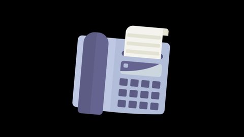 Fax icon animation with black png background. Banking icon animation.  More elements in our portfolio.