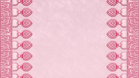 Decorative vintage antique floral baroque ornament, renaissance retro frame, damask background with border, love pink spring romantic wedding template, paper rose holiday greeting card, Valentine day.