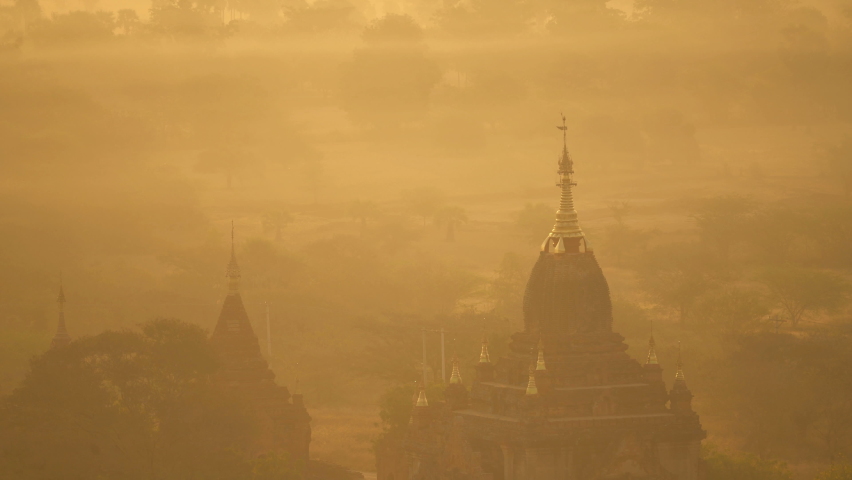 Bagan temples in sunrise, Myanmar, Asia. Royalty-Free Stock Footage #1087039607