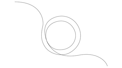 Self drawing animation of circle, round frame. Continuous line art