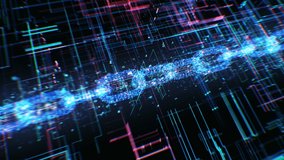 Blockchain Information Data Transaction Process Illustration. Cryptocurrency Block Chain Abstract Structure Network Grid 3d Animation. Crypto Currency Global Cybersecurity Business Concept. 4k UHD.  - Powered by Shutterstock - Get 15% off with code: PIKWIZARD15