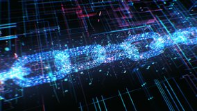 Blockchain Information Data Transaction Process Illustration. Cryptocurrency Block Chain Abstract Structure Network Grid 3d Animation. Crypto Currency Global Cybersecurity Business Concept. 4k UHD.  - Powered by Shutterstock - Get 15% off with code: PIKWIZARD15