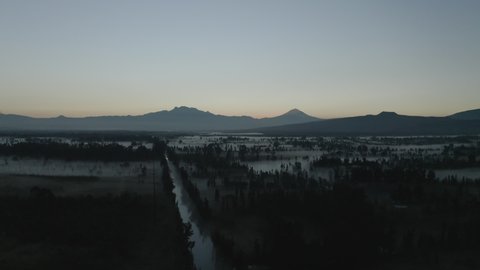 Dawn drone panoramic view of Xochimilco channels at Mexico City