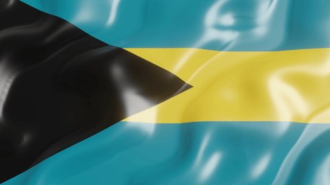 3d render waving flag of Bahamas  country. National flag in wind background. 4k realistic seamless loop animated video clip
