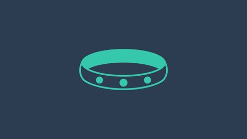 Turquoise Gold ring icon isolated on blue background. 4K Video motion graphic animation.