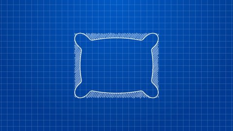 White line Rectangular pillow icon isolated on blue background. Cushion sign. Orthopedic pillow. 4K Video motion graphic animation.
