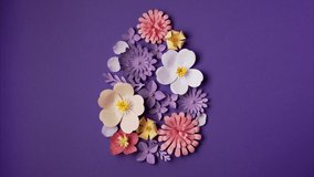 Floral Easter background with copy space. Paper art and handcraft. Copy space for your design. Trendy very peri color. 4K UHD - Powered by Shutterstock - Get 15% off with code: PIKWIZARD15