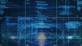 Animation of data processing and grid on blue background. global data processing and digital interface concept digitally generated video. - Powered by Shutterstock - Get 15% off with code: PIKWIZARD15