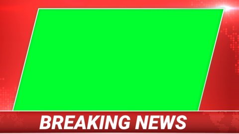 3d rendered Breaking news banner with green screen background. Studio for news broadcasting.