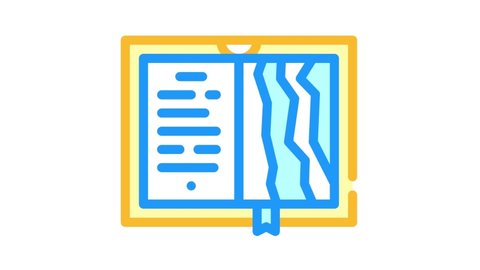 torn pages book color icon animation