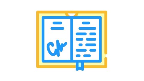 autographed book color icon animation