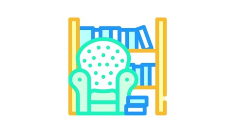armchair library room furniture color icon animation