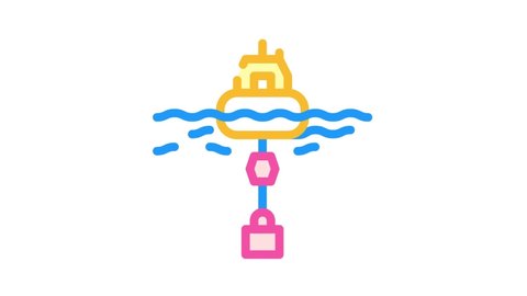 floating generator tidal power plant color icon animation