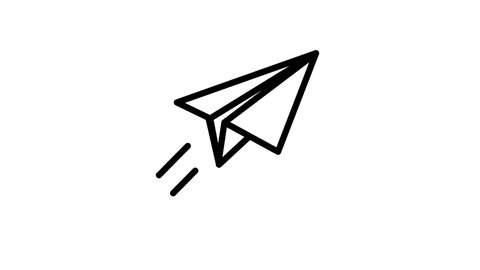 Send Message faster icon with Paper Plane Animation on White Background. Animated Airplane Symbol Sending Fast Electronic Mail Concept	
