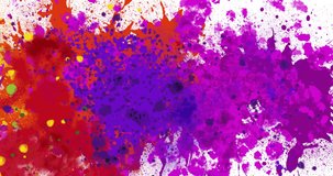 Animation of brush icon over colourful stains. creative month and celebration concept digitally generated video.