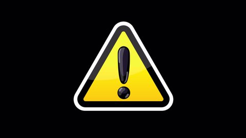 Exclamation mark warning information. Video animation icon on a transparent background 