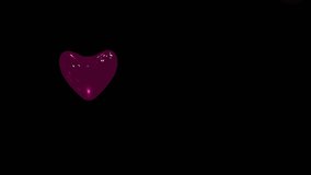 Pink hearts on black background. Video animation 3d.