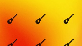 spinning acoustic guitar icon animation on orange and yellow
