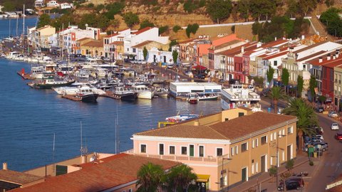 Mahón, Menorca - Spain - August 29 2021: Port of Mahón