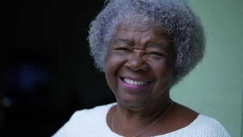 Happy Senior Black Woman Portrait Face Stock Footage Video (100% 